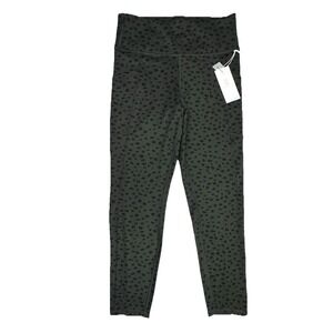 Balance Collection Leggings Large Olive Green Animal Spots Pockets Dry-Wik NWT